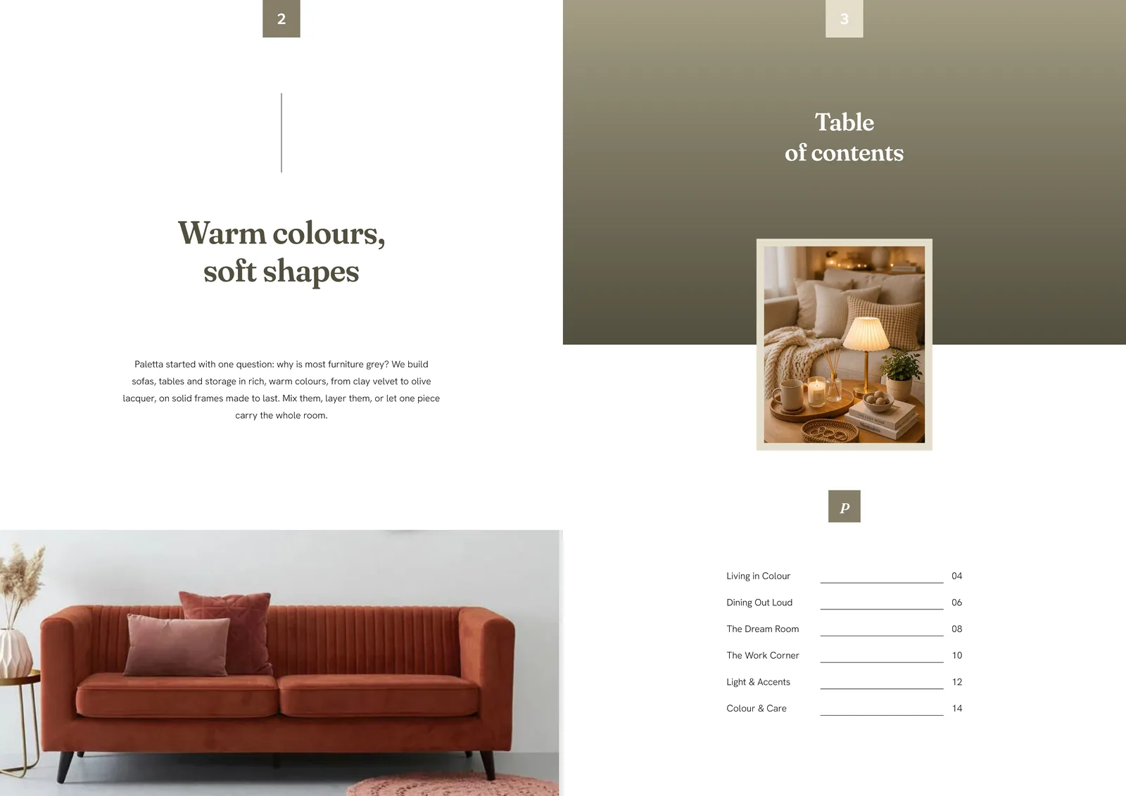 Paletta furniture catalogue: Introduction and contents.